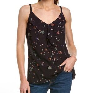CAbi Pinstripe Blue Floral Cami Size Medium